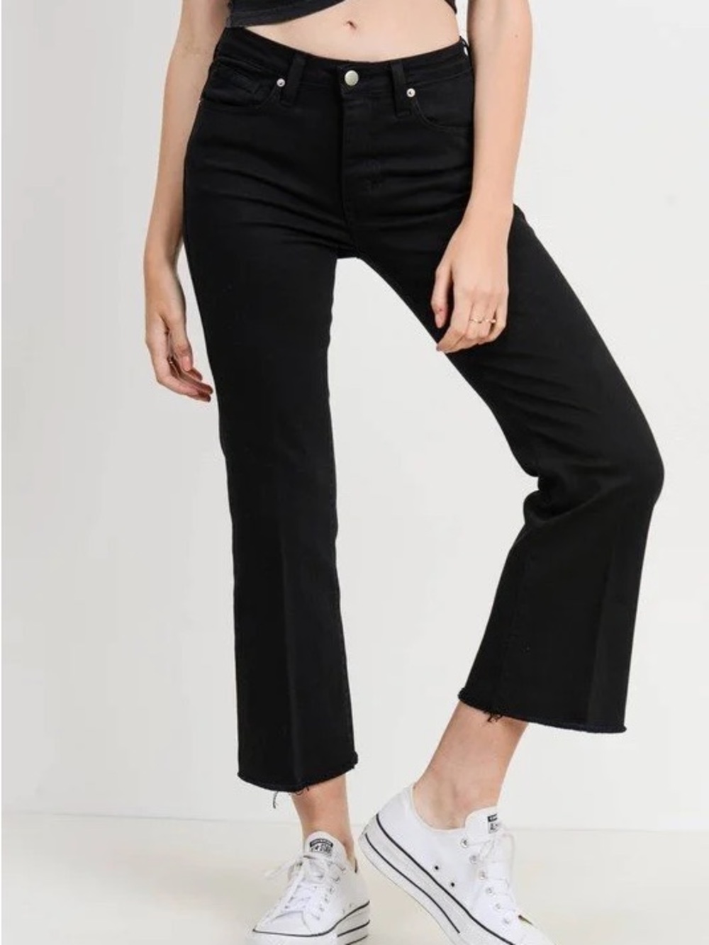 Letter to Juliet Sicily Classic raw hem cropped black denim Jeans - Women